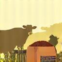 Icon showing bags of livestock feed with farm animals