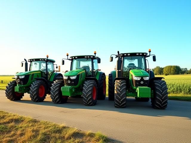 Modern agricultural machinery and equipment in rural setting